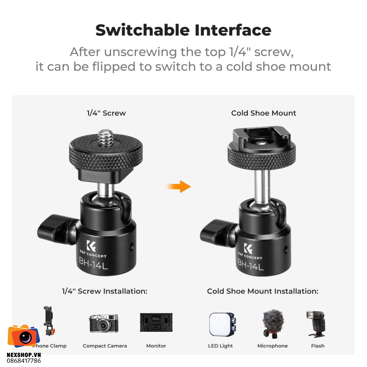 Kẹp đa năng KNF Concept MS26 Super Clamp | Chính hãng - mặt sau và phụ kiện đi kèm