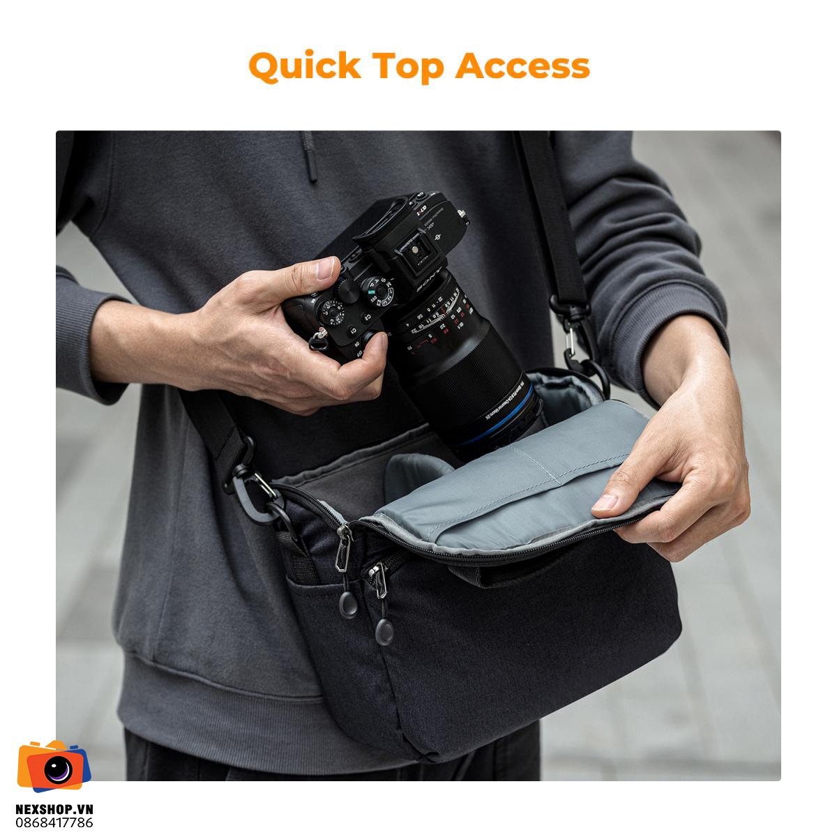 Túi đựng máy ảnh KNF Concept Sling Bag 5L Urban Wander 05 | Chính - cấu hình hộp sạc