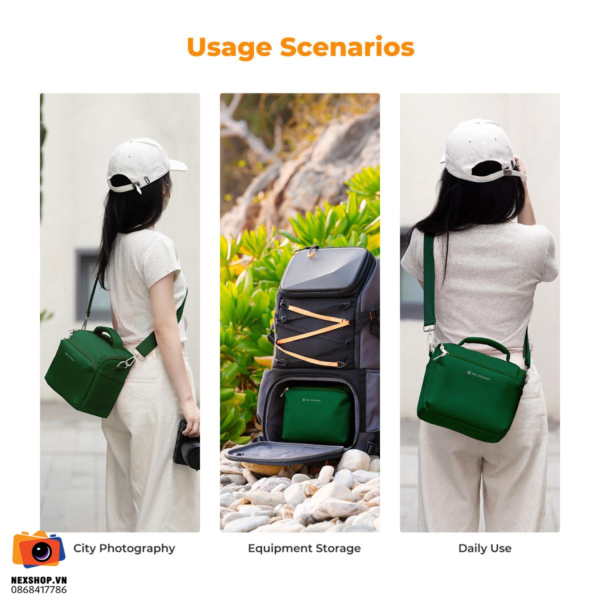 Túi đựng máy ảnh KNF Concept Sling Bag 5L Urban Wander 05 (Green)