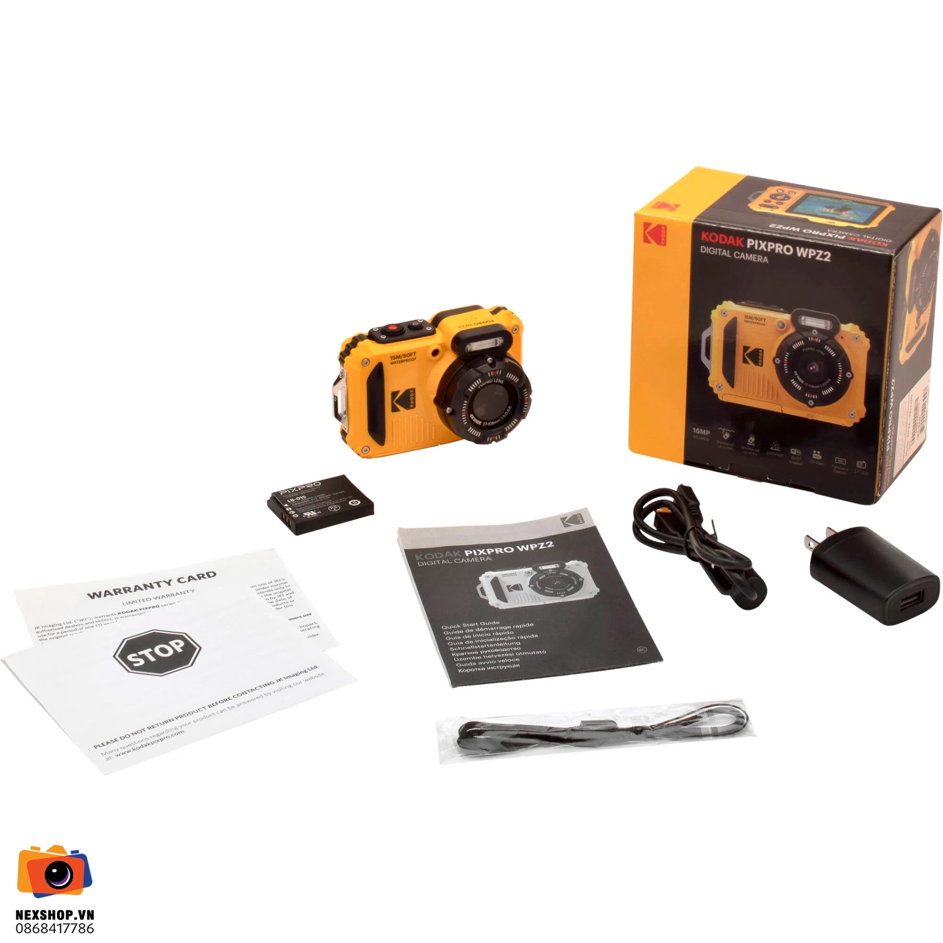 Máy ảnh Kodak Pixpro WPZ2 chống nước | Màu Vàng | Chính hãng