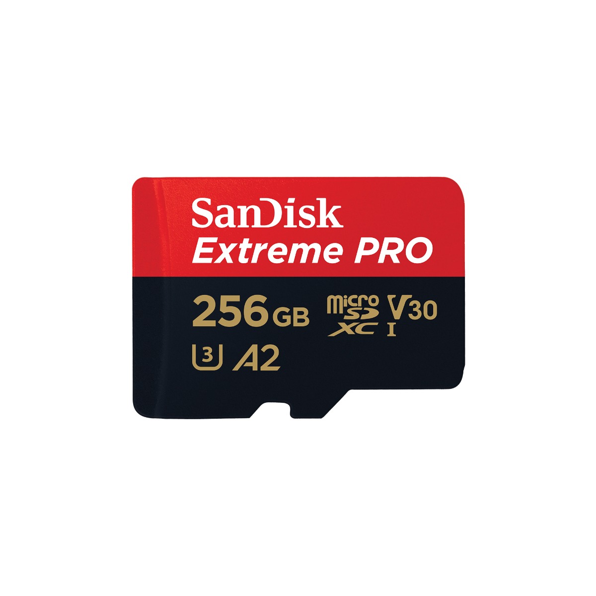 256GB SanDisk Extreme Pro microSDXC, V30, U3, C10, A2, UHS-I, 200MB/s R, 140MB/s W, SD adaptor.