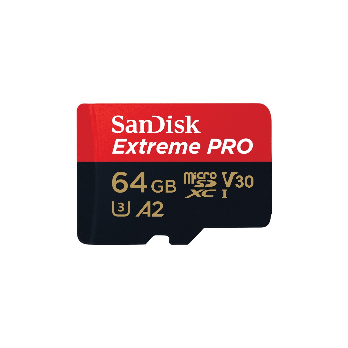 64GB SanDisk Extreme Pro microSDXC, V30, U3, C10, A2, UHS-I, 200MB/s R, 90MB/s W, SD adaptor