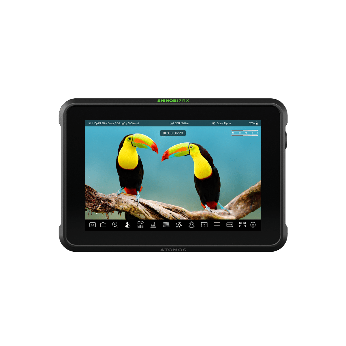 Atomos Shinobi 7 RX Monitor & Receiver + TX Transmitter Bundle | - mặt sau và phụ kiện đi kèm