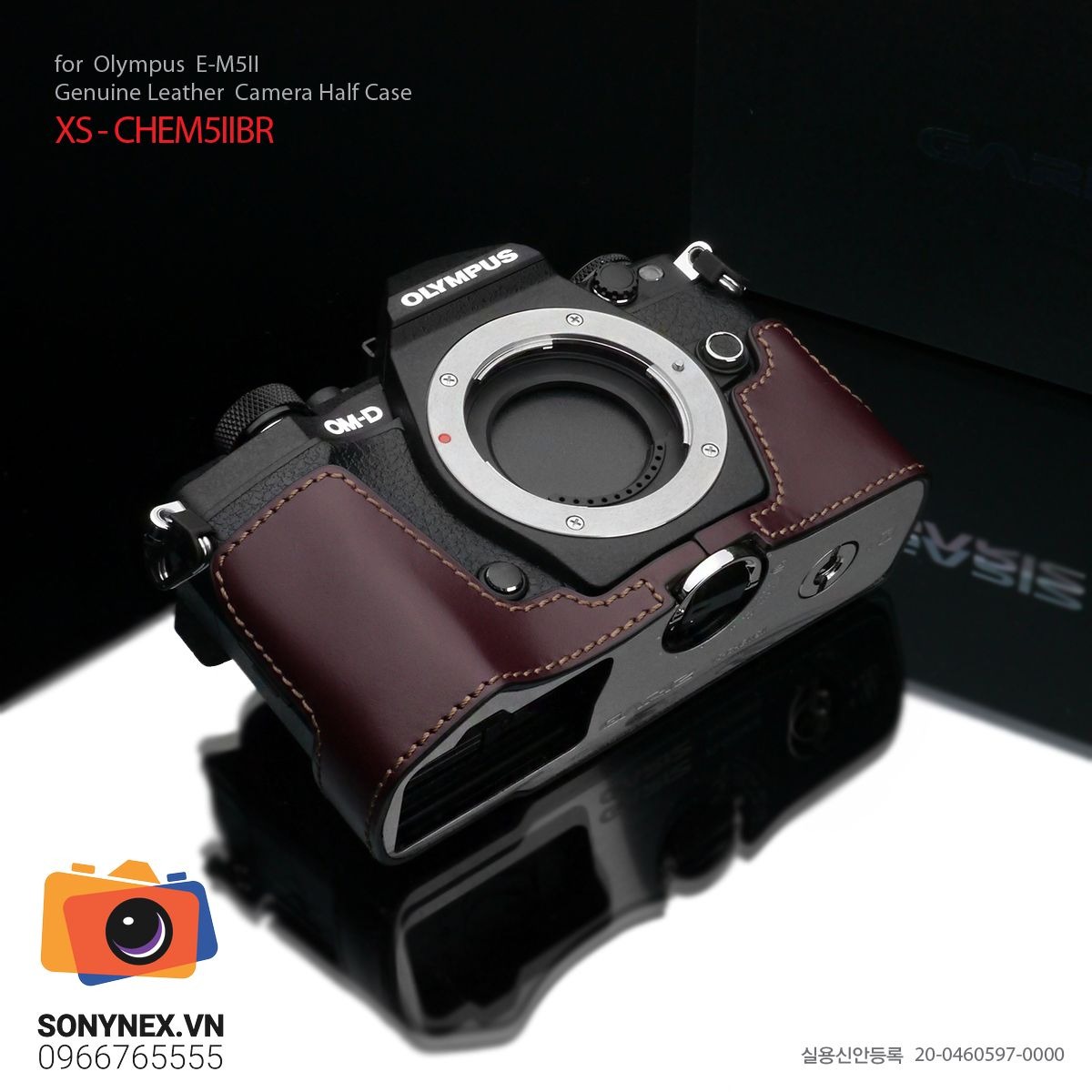 Bao da Olympus E-M5 II Nâu Đậm | Gariz | Hàng Nhập khẩu