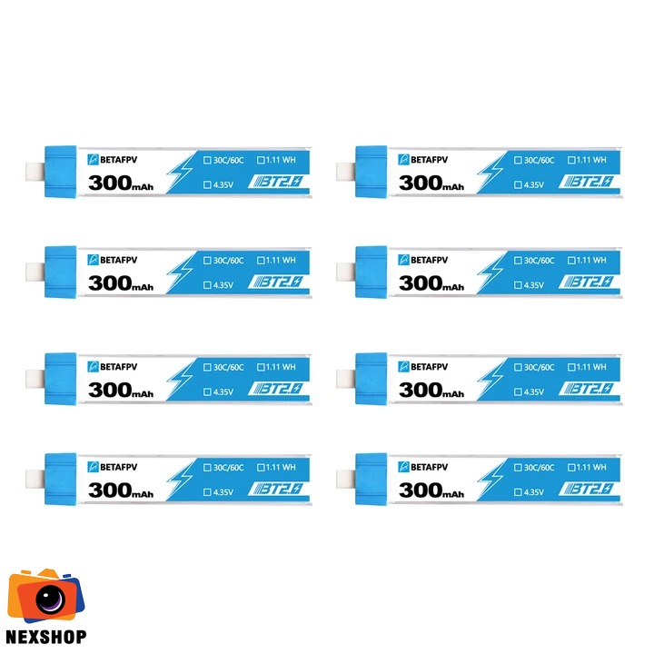 BetaFPV BT2.0 300mAh 1S 30C HV Battery (8pcs)