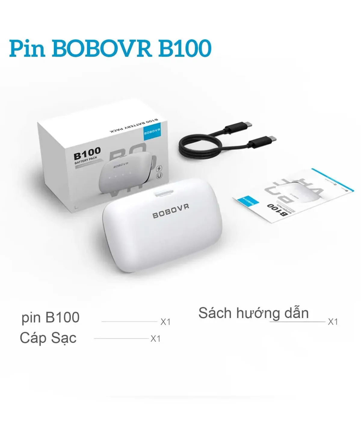 Bộ Dock Sạc Nhanh BOBOVR BD3 90W và Pin B100 10000mAh cho Meta Quest 3/Pico 4