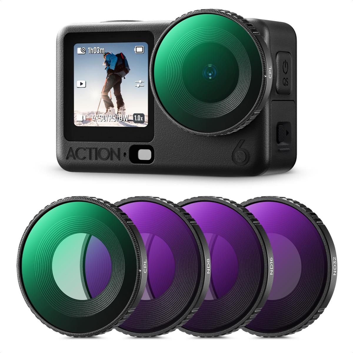 Bộ Lọc K&F CONCEPT Cho DJI Osmo Action 6 (CPL+ND8+ND16+ND32) | SKU.2709 | Chính Hãng