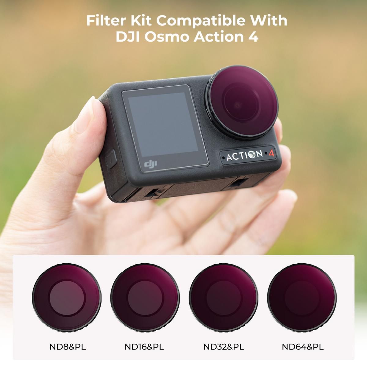 Bộ Lọc K&F CONCEPT Cho DJI Osmo Action 6 (CPL+ND8+ND16+ND32) | SKU.2709 | Chính Hãng