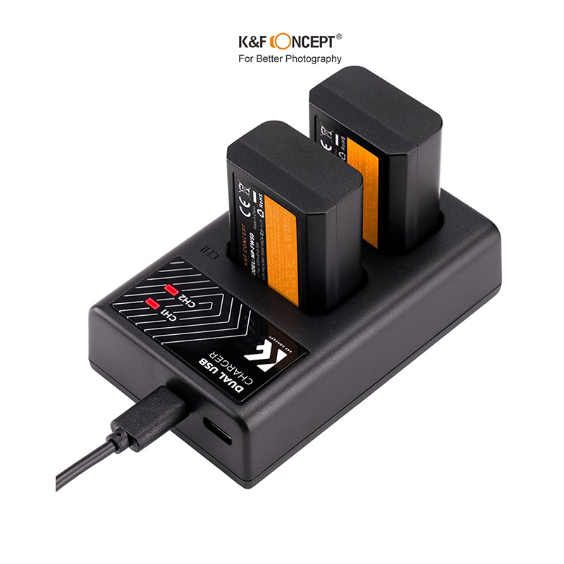 Bộ Sạc Đôi Và 2 Pin K&F Concept NP-FW50 - KF28.0015 | Chính Hãng