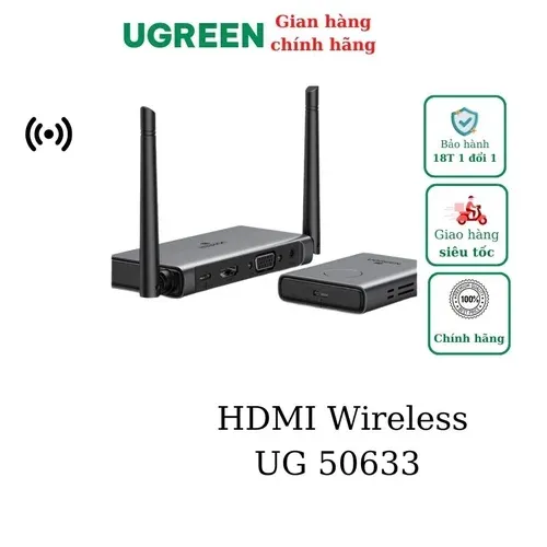 Bộ Truyền Tín Hiệu Không Dây Ugreen 50633 | HDMI/VGA 50M | Chính hãng