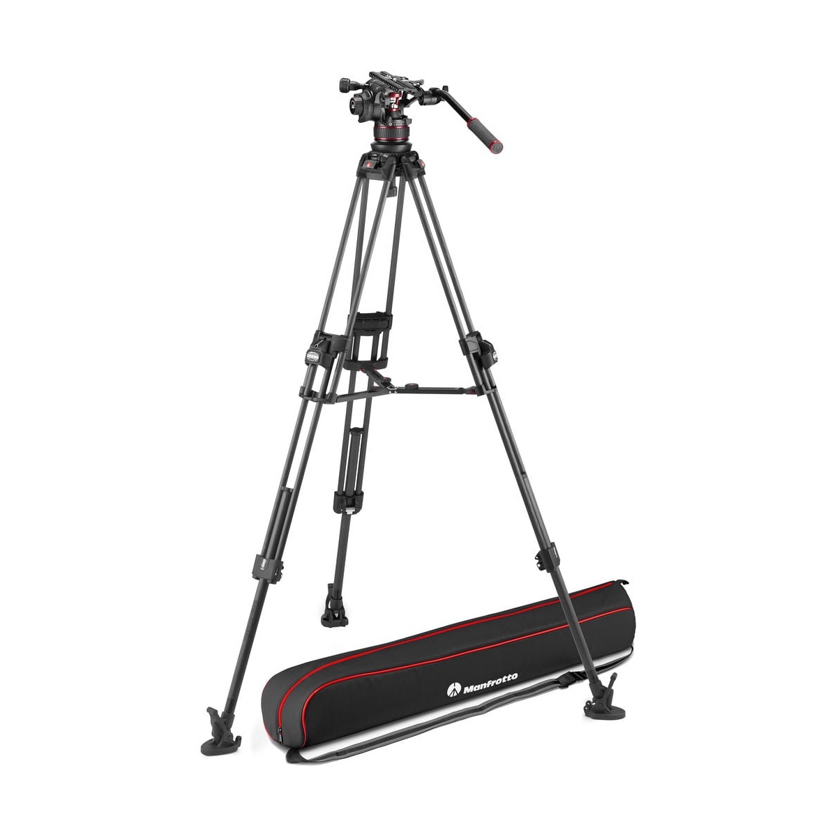 Bộ chân máy Manfrotto Nitrotech 608 Fluid Video Head and Aluminum Twin Leg Tripod with Middle Spreader | Chính hãng | Fullvat