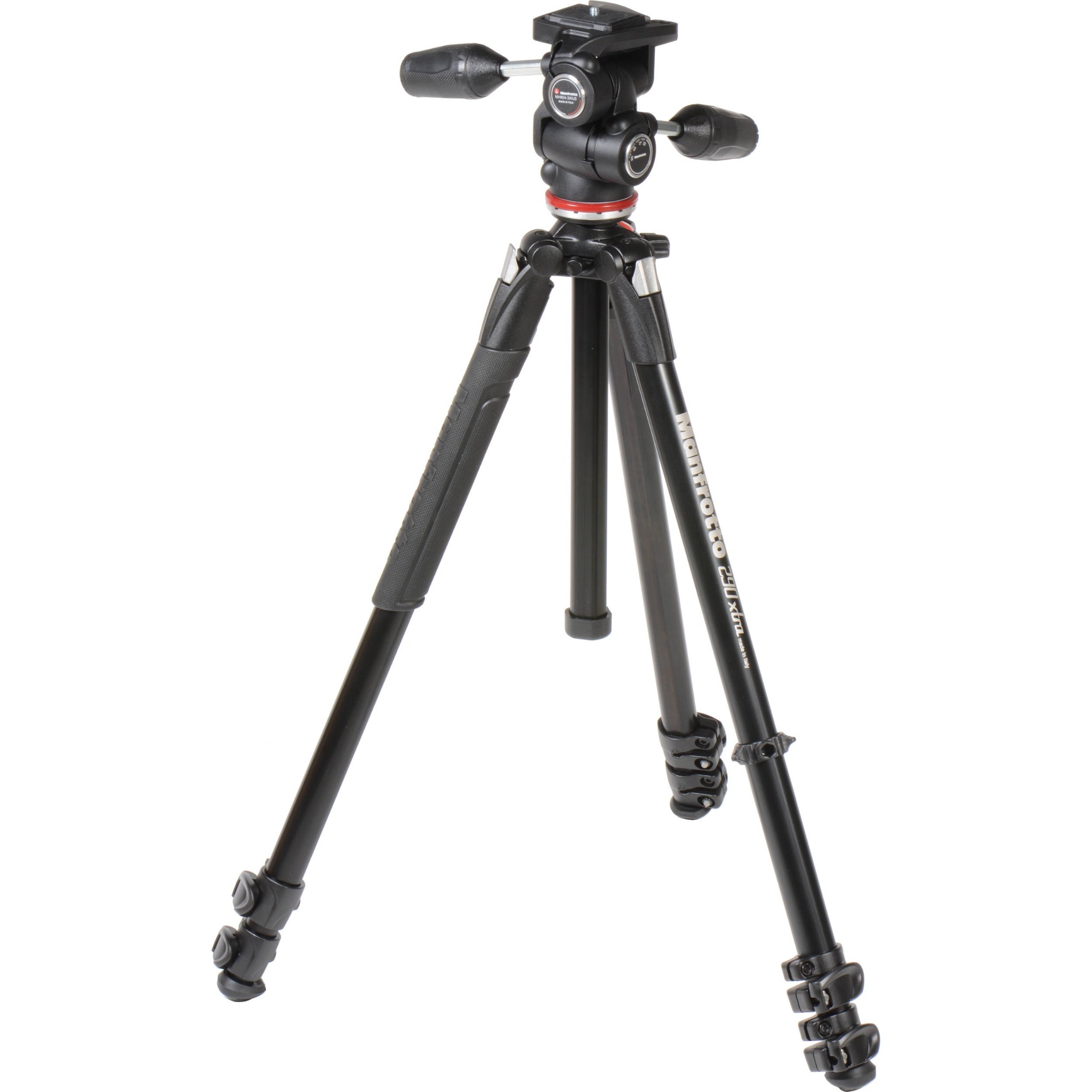 Bộ chân máy ảnh Manfrotto 290 Xtra Aluminium 3-Sections Tripod & MH804 3-Way Head Black