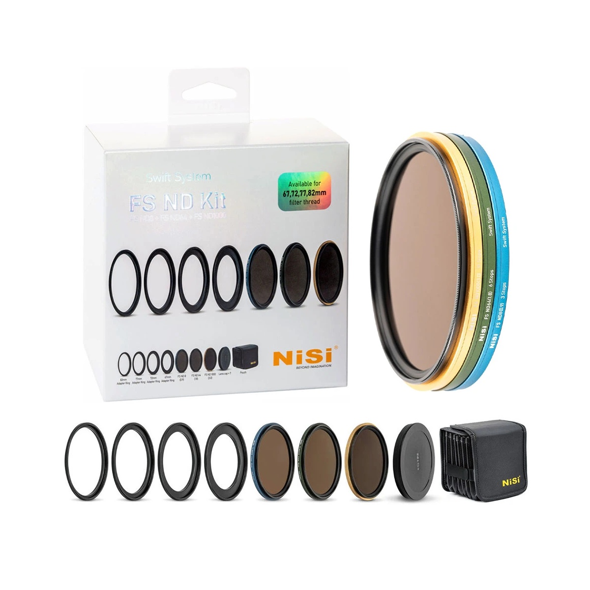 Bộ kính lọc Nisi Swift FS ND Kit (8+64+1000) 67/72/77/82mm | Chính hãng | Fullvat