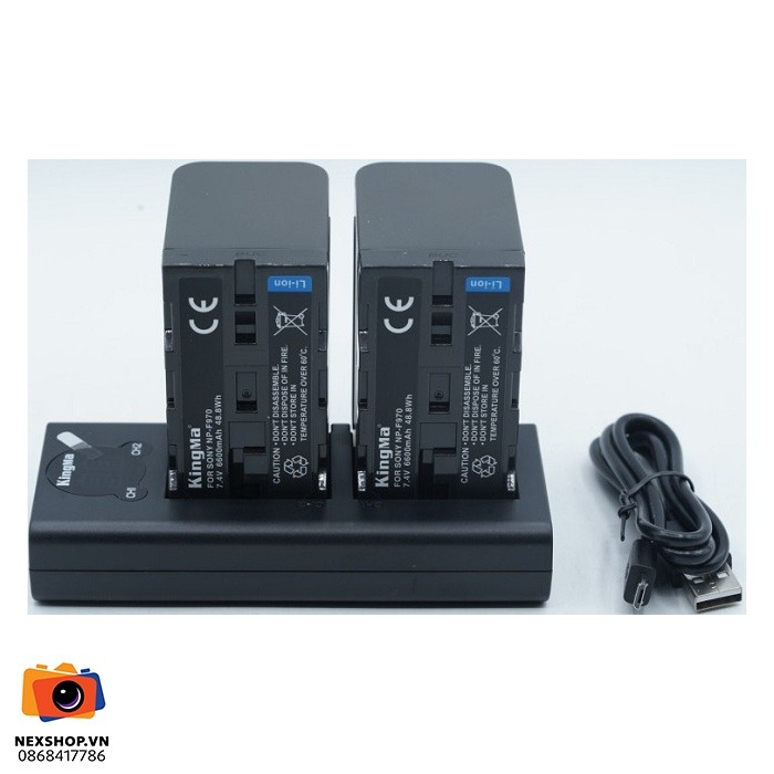 Bộ pin sạc Kingma NP-F970 | 2 pin, 1 cốc sạc | Nhập khẩu