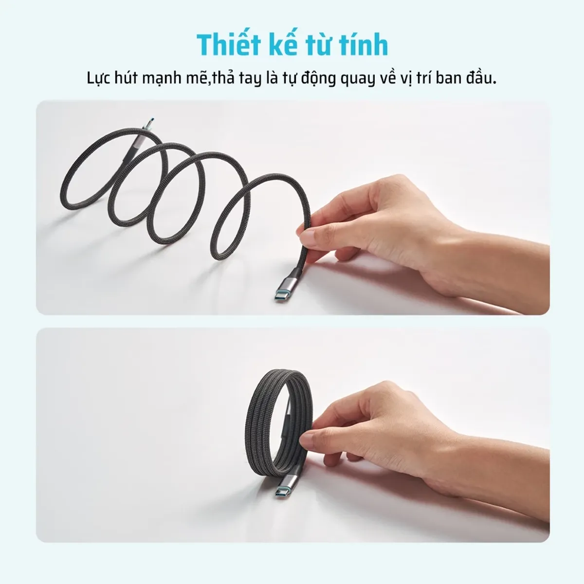 Cáp Cuktech CMC615 Từ Tính Chống Rối Type-C to C 6A 240W 1.5M | Chính hãng
