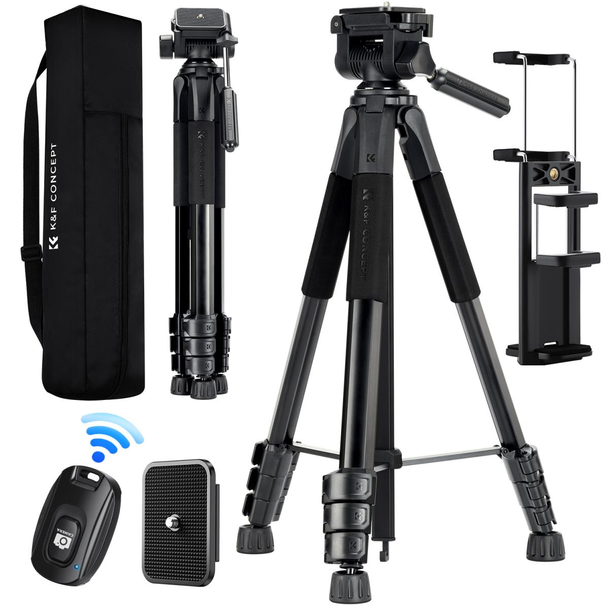 Chân máy quay K&F Concept S254A3 kèm củ Video Head BV07 (quay góc ngang 90° Flat-lay) | Chính Hãng | Fullvat