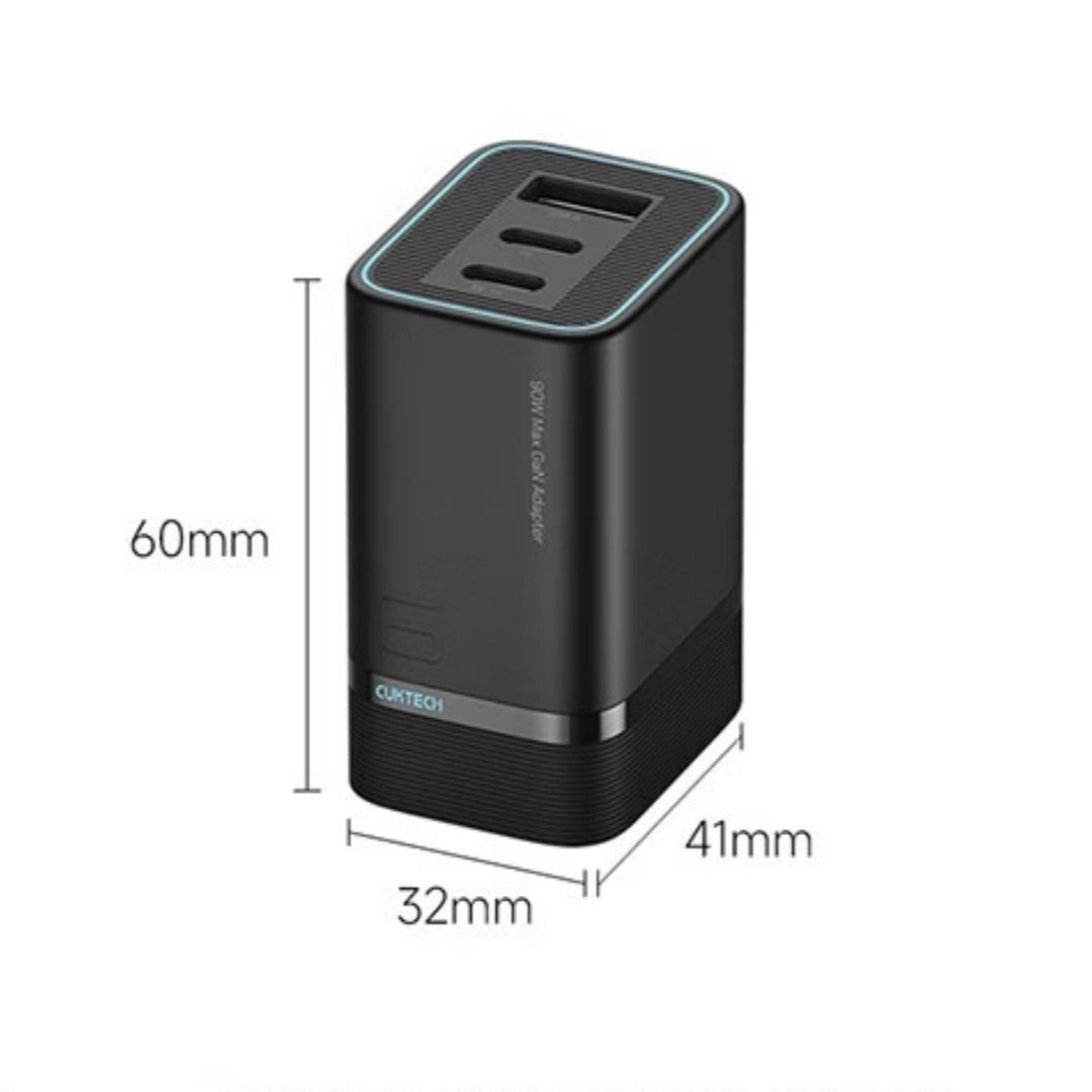Củ sạc nhanh 3 cổng Cuktech AD653 90W | Black, Black Whith Cable | Chính hãng