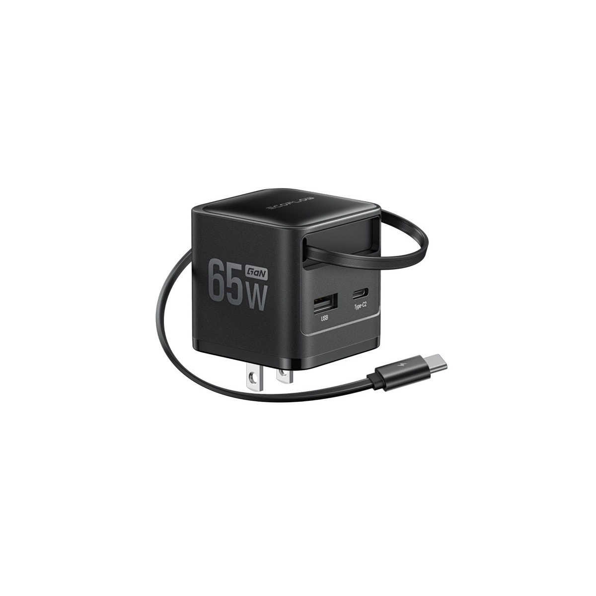 Củ sạc nhanh EcoFlow RAPID Charger (65W GaN) | Cáp rút tích hợp siêu gọn | Chính hãng