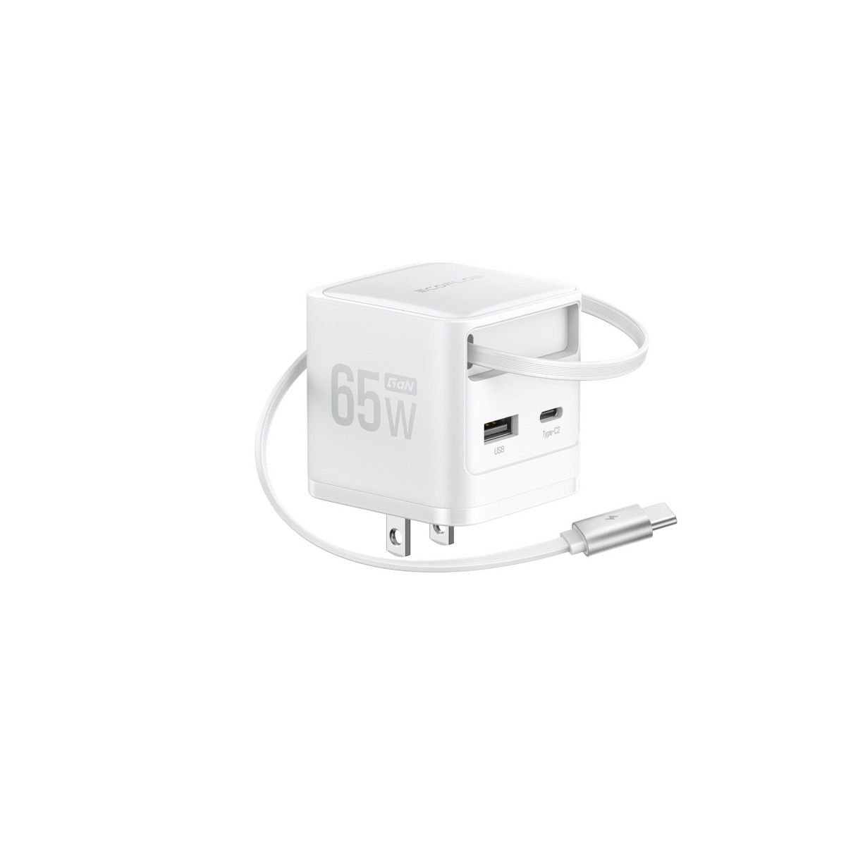 Củ sạc nhanh EcoFlow RAPID Charger (65W GaN) | Cáp rút tích hợp siêu gọn | Chính hãng