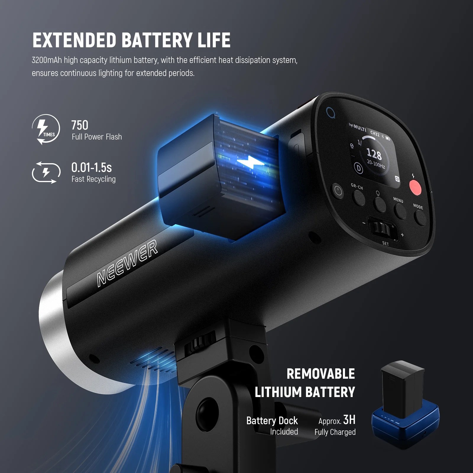 Đèn Flash Studio NEEWER Q200 200Ws 2.4G TTL | Chính hãng