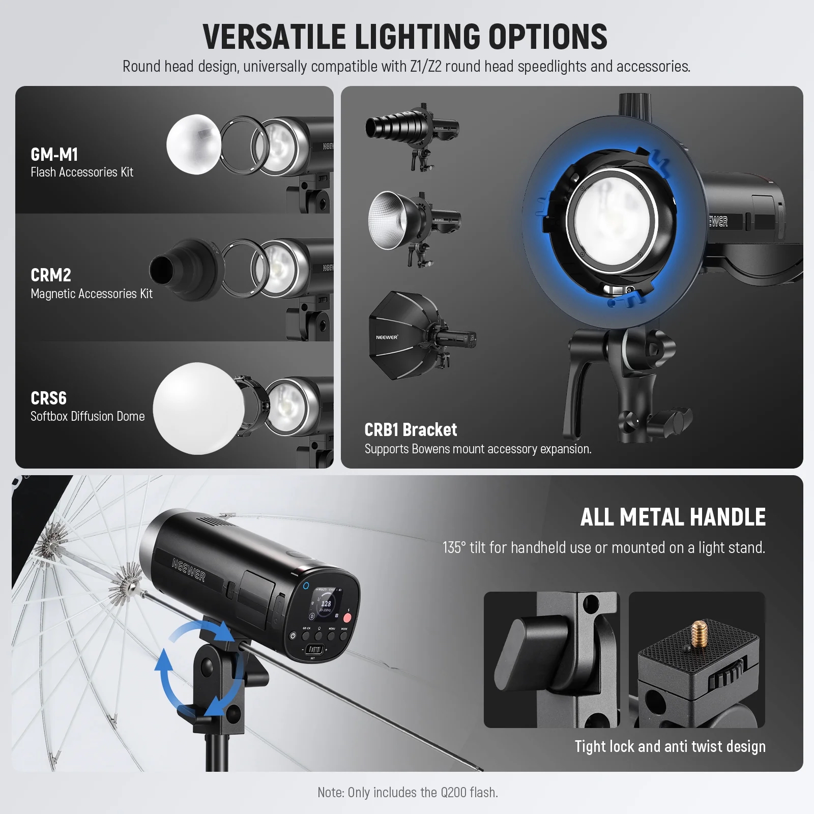 Đèn Flash Studio NEEWER Q200 200Ws 2.4G TTL | Chính hãng