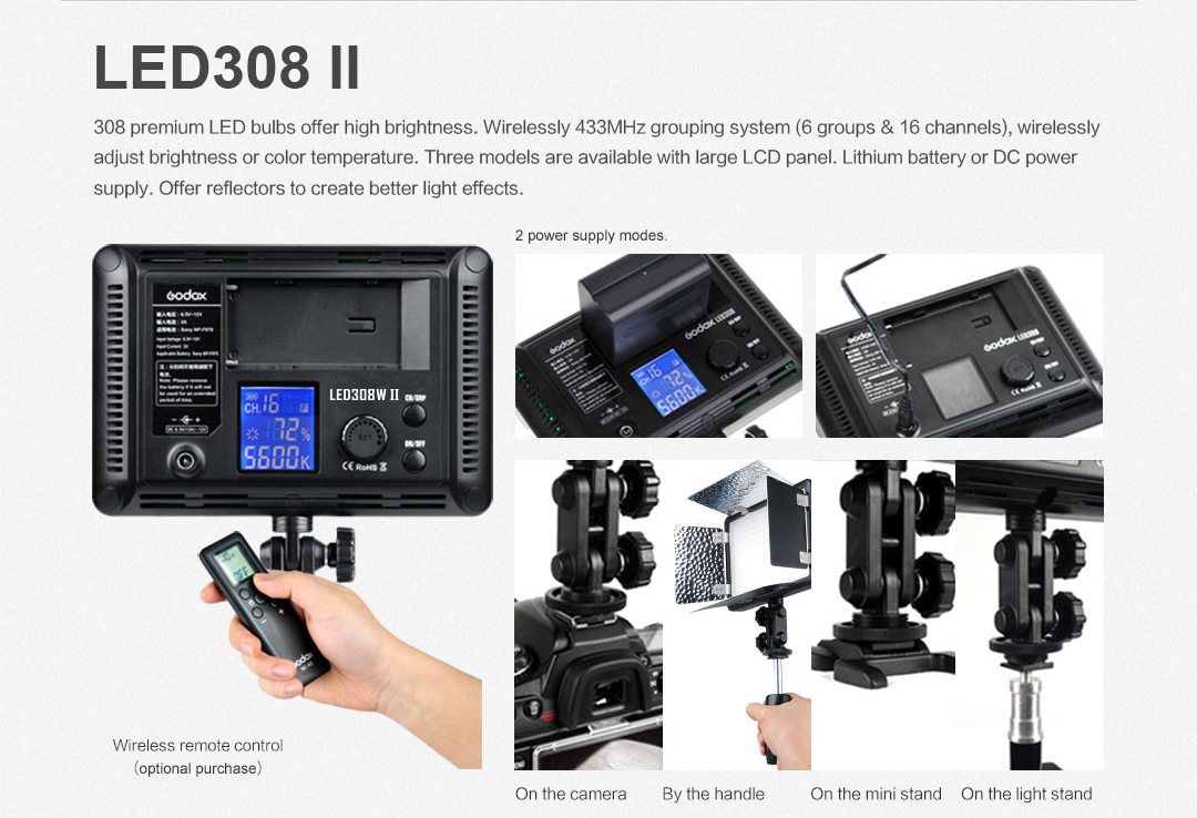 Đèn LED Godox LED308 C-Y-W | Chính hãng
