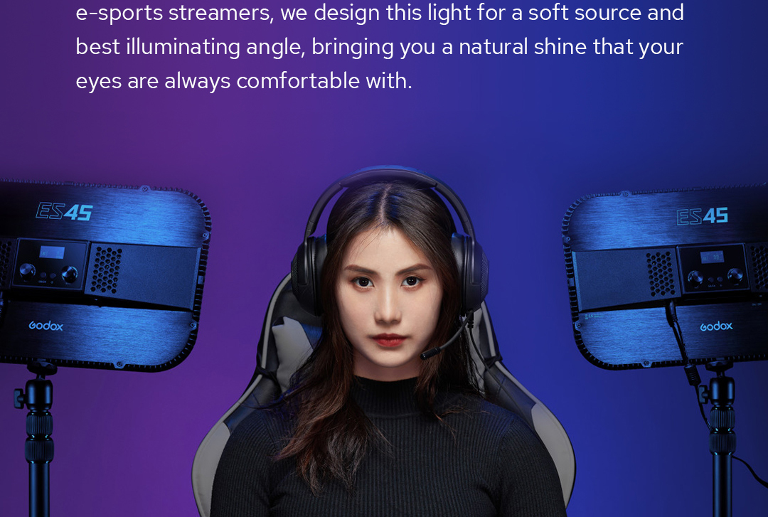 Đèn LED Panel E-Sport livestream 370x230 48W Godox ES45 Kit | Chính hãng