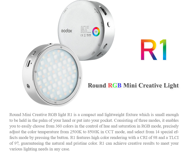 Đèn LED RGB cho điện thoại Godox R1 | Chính hãng