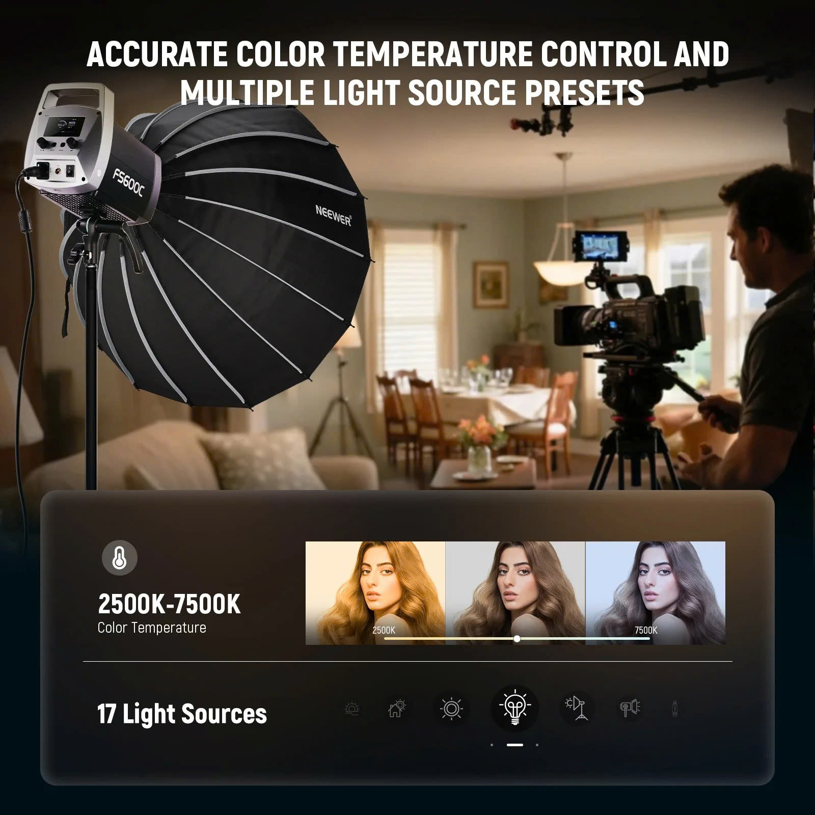Đèn Led NEEWER FS600C 600W RGBWW | Chính hãng