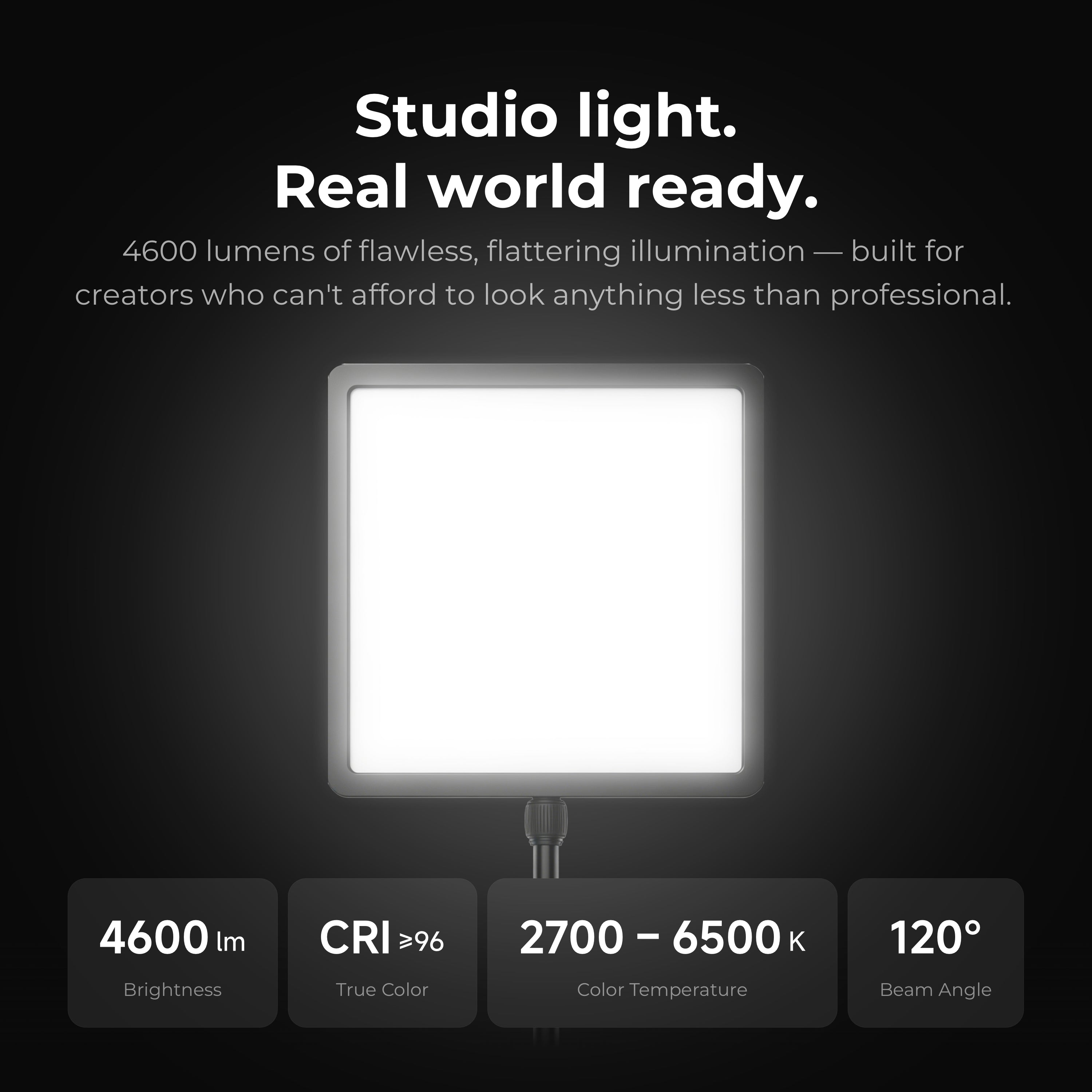 Đèn Studio Livestream YoloLiv YoloLight Air 4600lm Kèm Kẹp Bàn C-Clamp | Hàng Chính Hãng