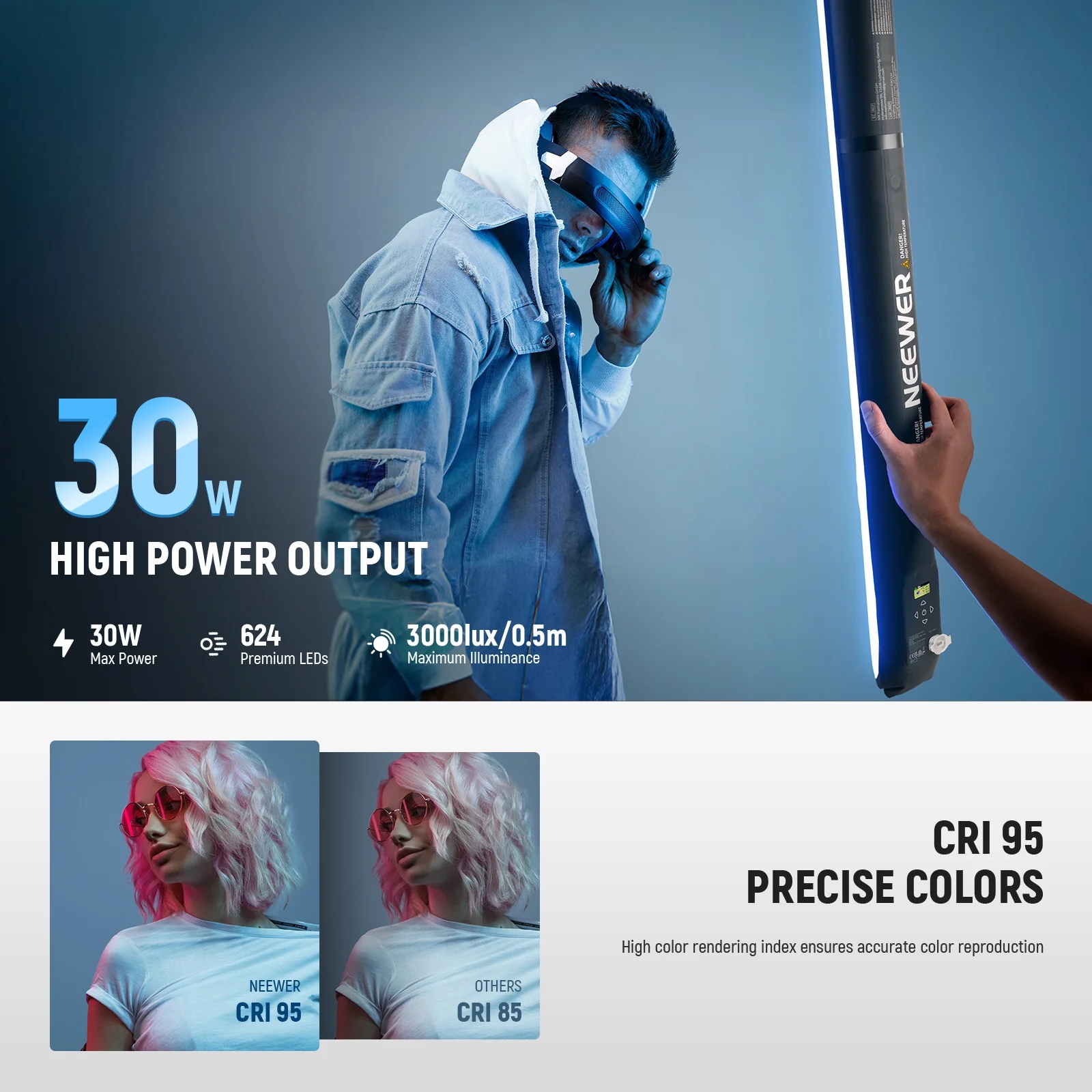 Đèn Tube LED bơm hơi cầm tay NEEWER BASIC GC30C 30W RGBWW | Chính hãng