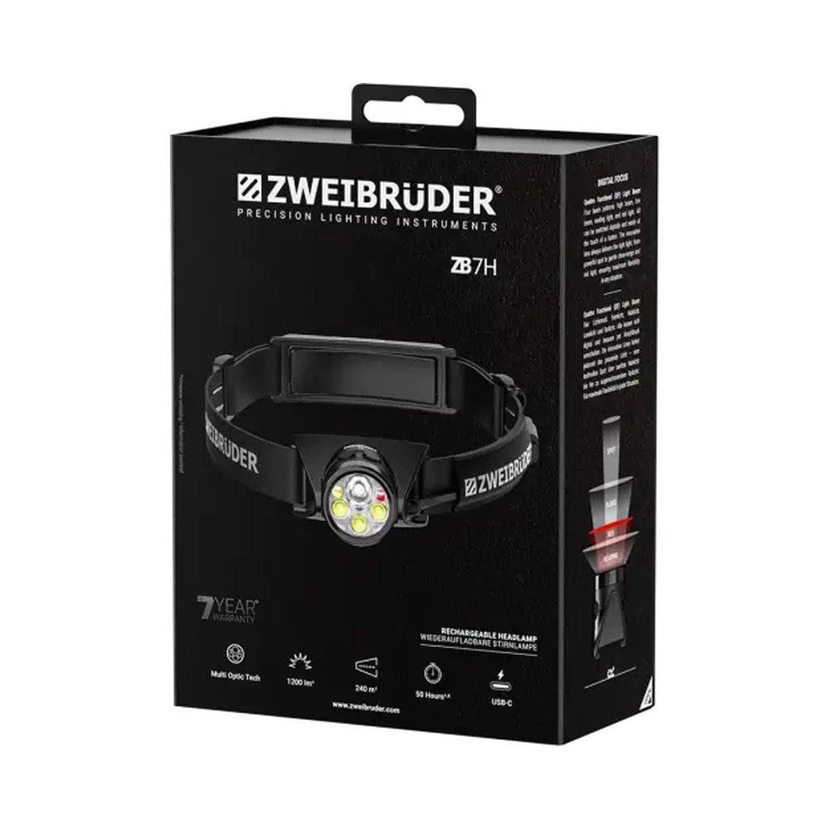 Đèn pin đội đầu đa thấu kính Zweibrüder ZB 7H (ZB7407) | Chính hãng