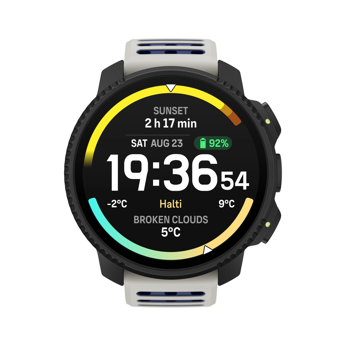 Đồng hồ thông minh GPS Suunto Vertical 2 Arctic Gray - Dây silicone trắng xanh lam viền thép đen (SS051205000) Chính hãng