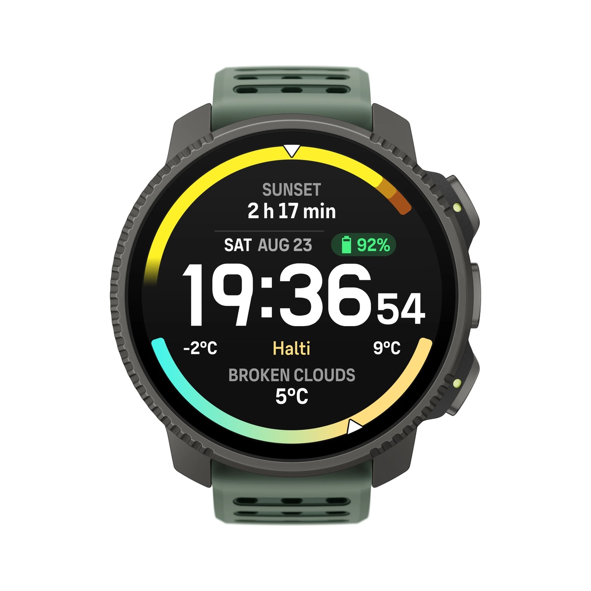 Đồng hồ thông minh GPS Suunto Vertical 2 Titanium Sage - Dây Silicone xanh lá nhạt viền Titanium đen (SS051209000) Chính hãng