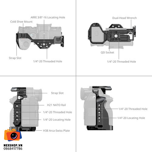 Full Camera Cage for Sony Alpha 7R V/Alpha 7 IV/Alpha 7 S III/Alpha 1/Alpha 7R IV - chi tiết 3