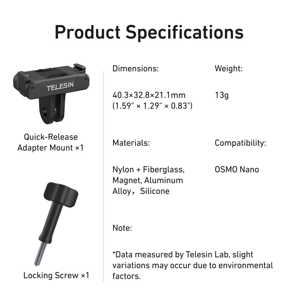 Giá Đỡ Ngàm Kép Telesin cho Osmo Nano / DJI Action 6 | Chính hãng | FullVAT