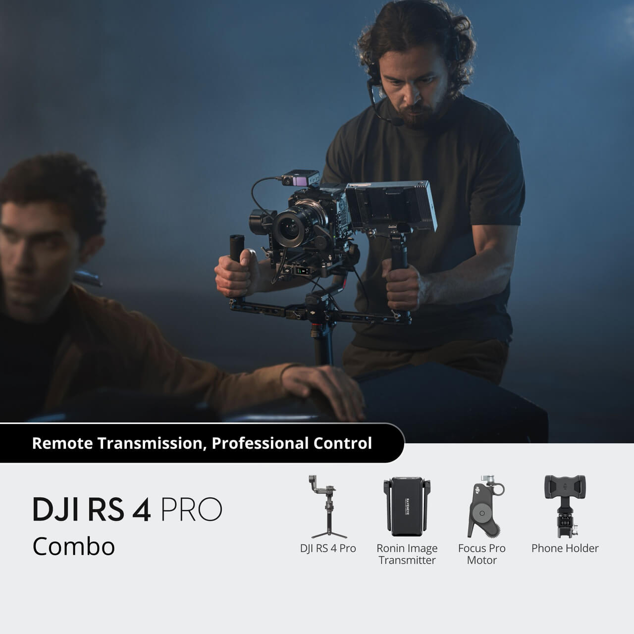 Gimbal DJI RS 4 Pro Combo | Chính hãng, BH 2 năm | NexS - mặt sau và phụ kiện đi kèm