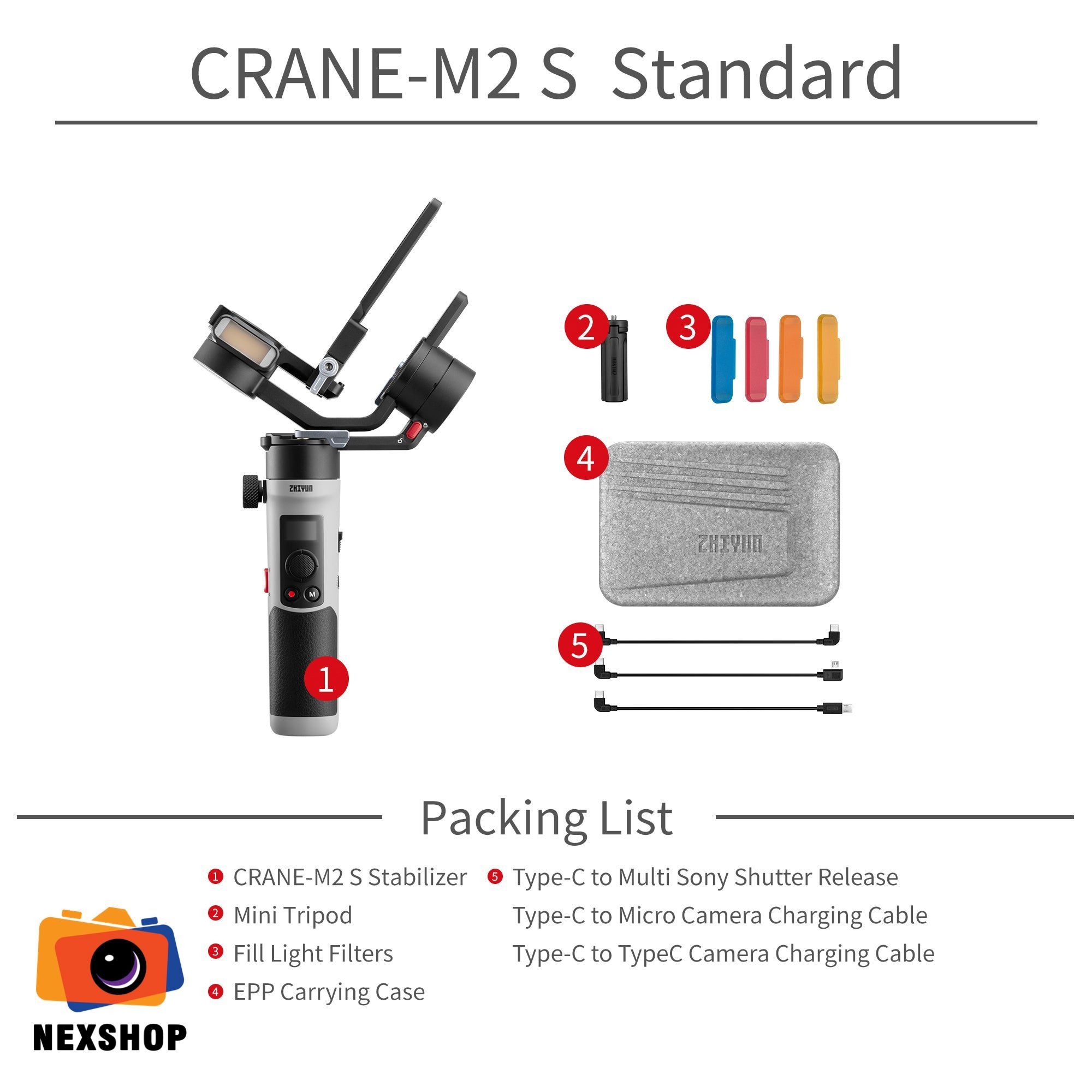 Gimbal chống rung Zhiyun-Tech Crane M2S | Hàng chính hãng | BH 15 tháng
