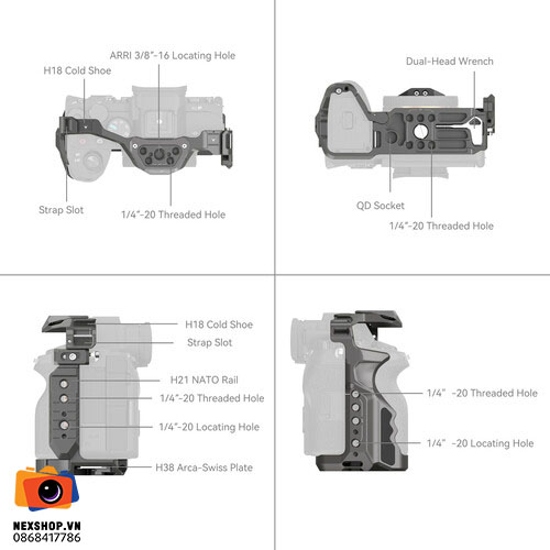 HawkLock Quick Release Cage for Sony Alpha 7R V / Alpha 7 IV / Alpha 7S III / Alpha 1 / Alpha 7R IV | Full VAT - chi tiết 3