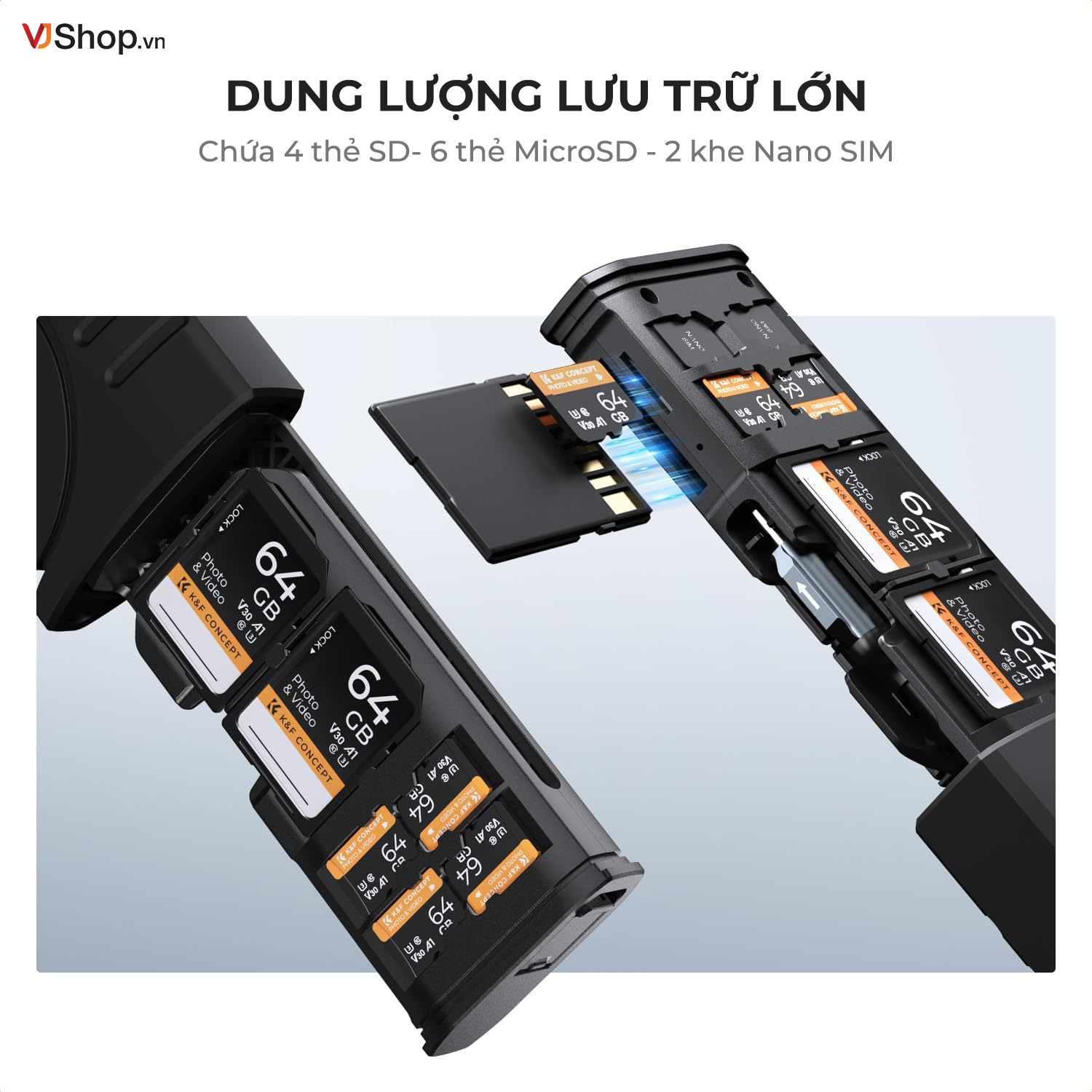 K&F Concept Đầu Đọc Tốc Độ Cao Và Lưu Trữ SD/MicroSD - KF31.190 | Chính Hãng