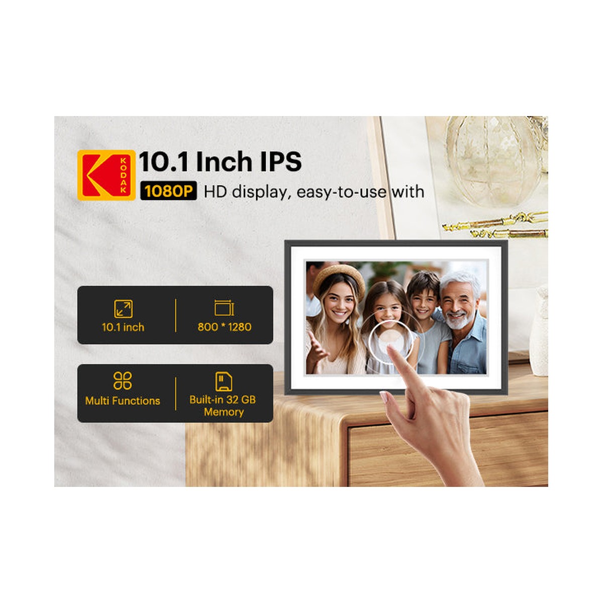 Khung ảnh kỹ thuật số Kodak RCF-1018W 10.1 inch Wi-Fi Vân Gỗ | Chính hãng