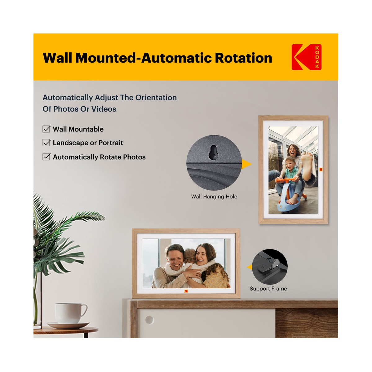 Khung ảnh kỹ thuật số Kodak RCF-1561W 15.6 inch Full HD Wi-Fi Vân Gỗ | Chính hãng