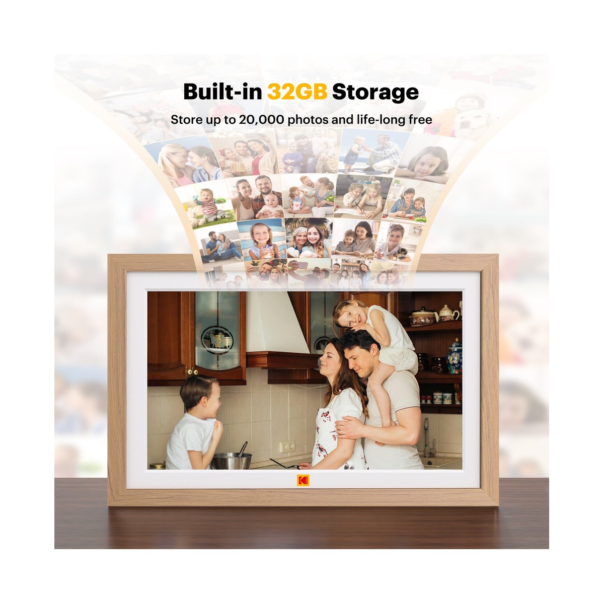 Khung ảnh kỹ thuật số Kodak RCF-1561W 15.6 inch Full HD Wi-Fi Vân Gỗ | Chính hãng