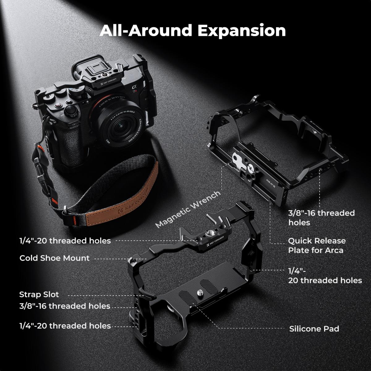 Khung bảo vệ máy ảnh Sony Full Camera Cage K&F Concept (A7 IV / A7S III / A7R V) | Chính Hãng | Fullvat