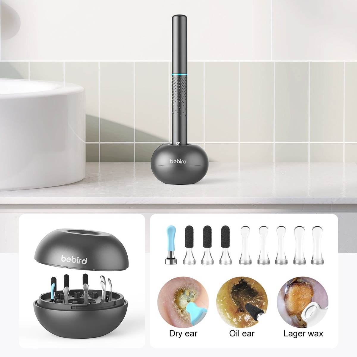 Máy Lấy Ráy Tai Camera Nội Soi 10MP Kèm Đế Sạc Từ Tính Bebird EarSight M9 | Hàng sắp về - Nhận đặt trước