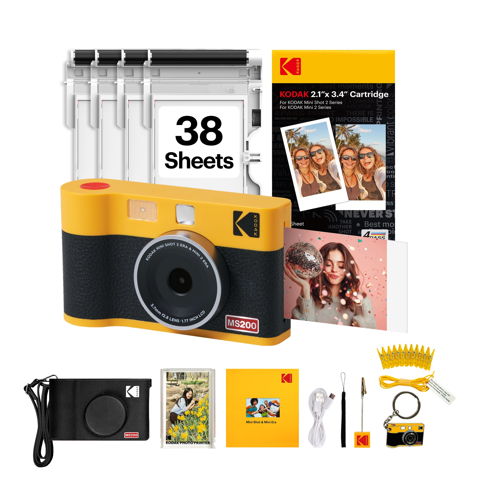 Máy ảnh Kodak Instant Cam Mini 2 ERA MS200 | Vàng Đen | Chính hãng - thiet ke va phu kien