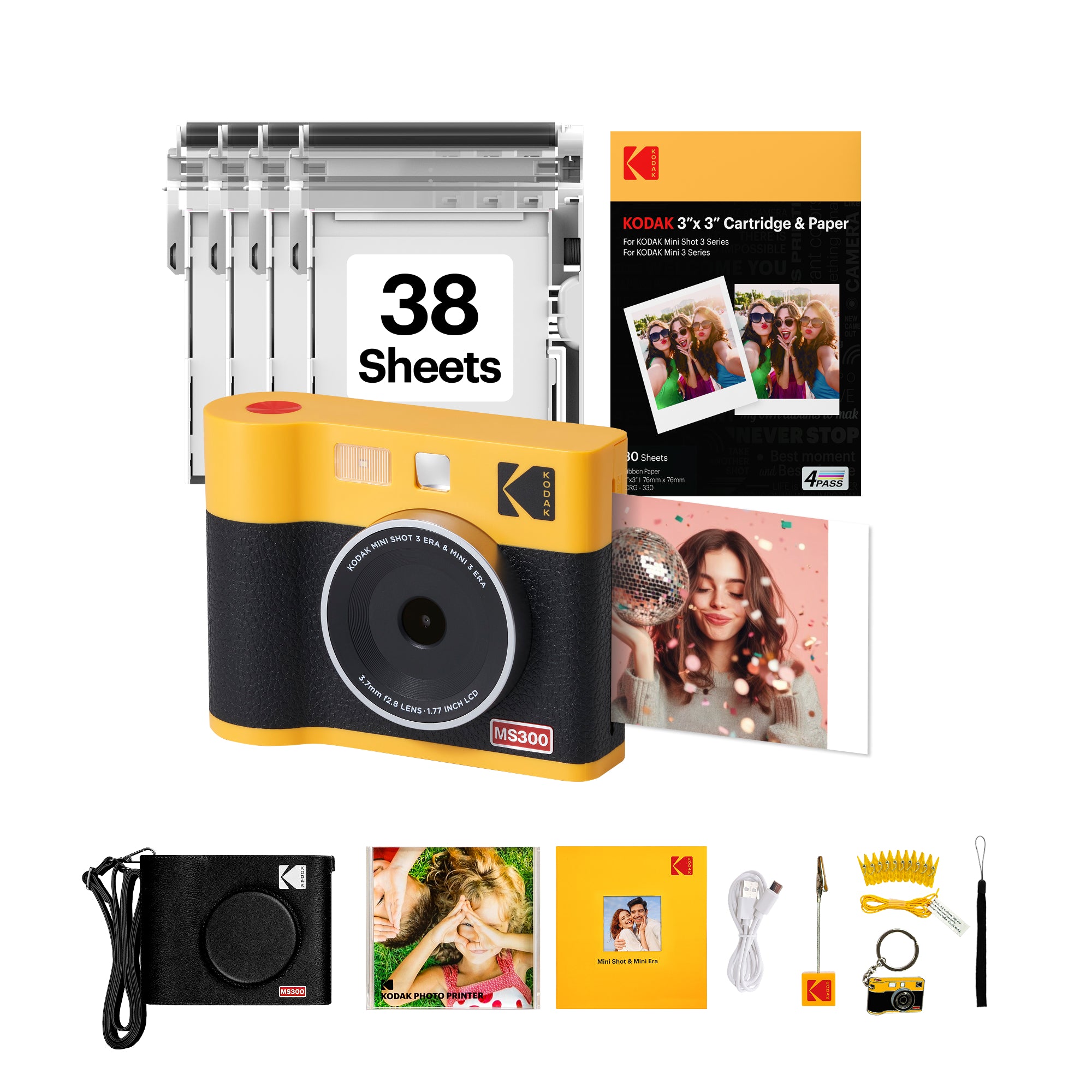 Máy ảnh Kodak Instant Cam Mini 3 ERA MS300 | Vàng Đen | Chính hãng - thiet ke va phu kien