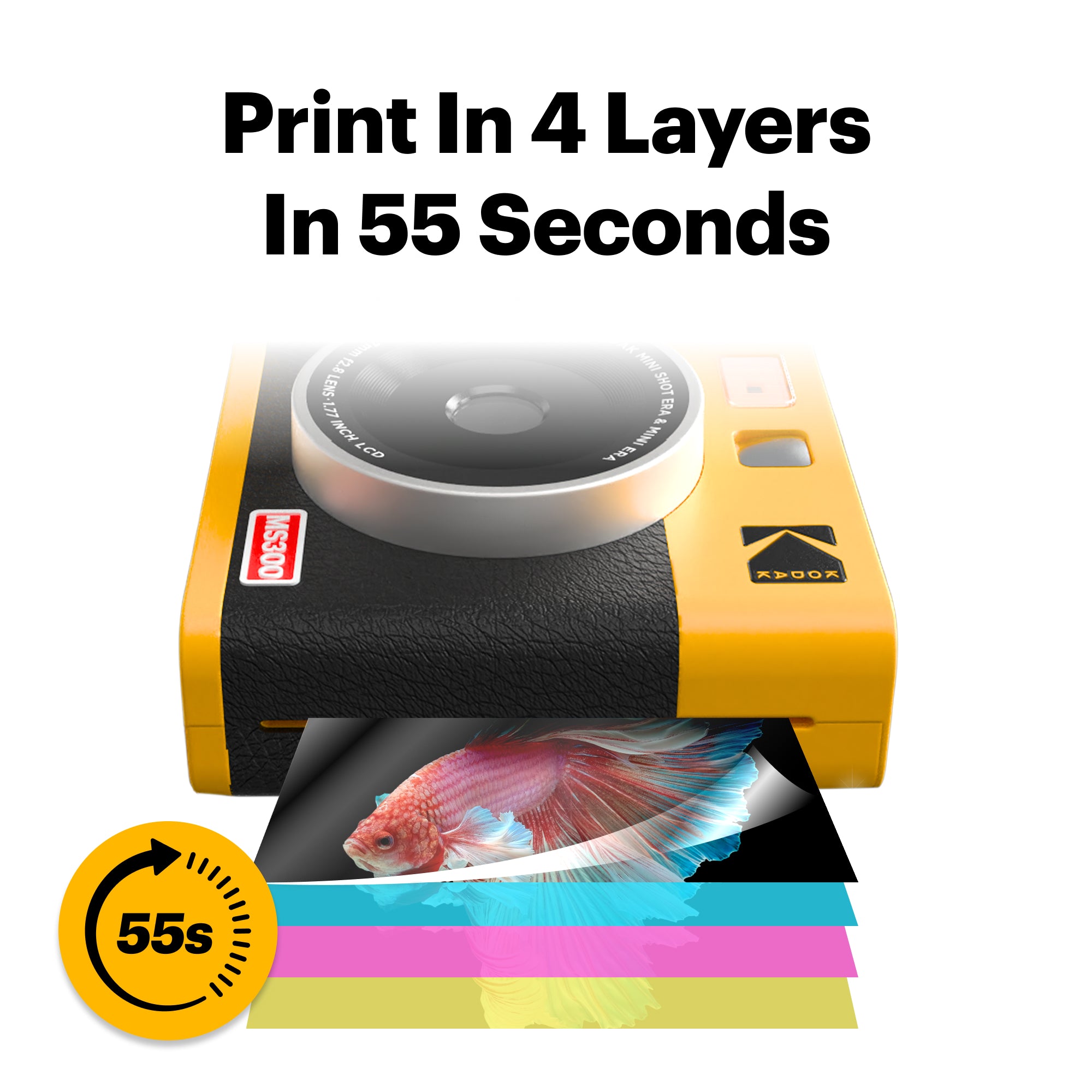 Máy ảnh Kodak Instant Cam Mini 3 ERA MS300 | Vàng Đen | Chính hãng