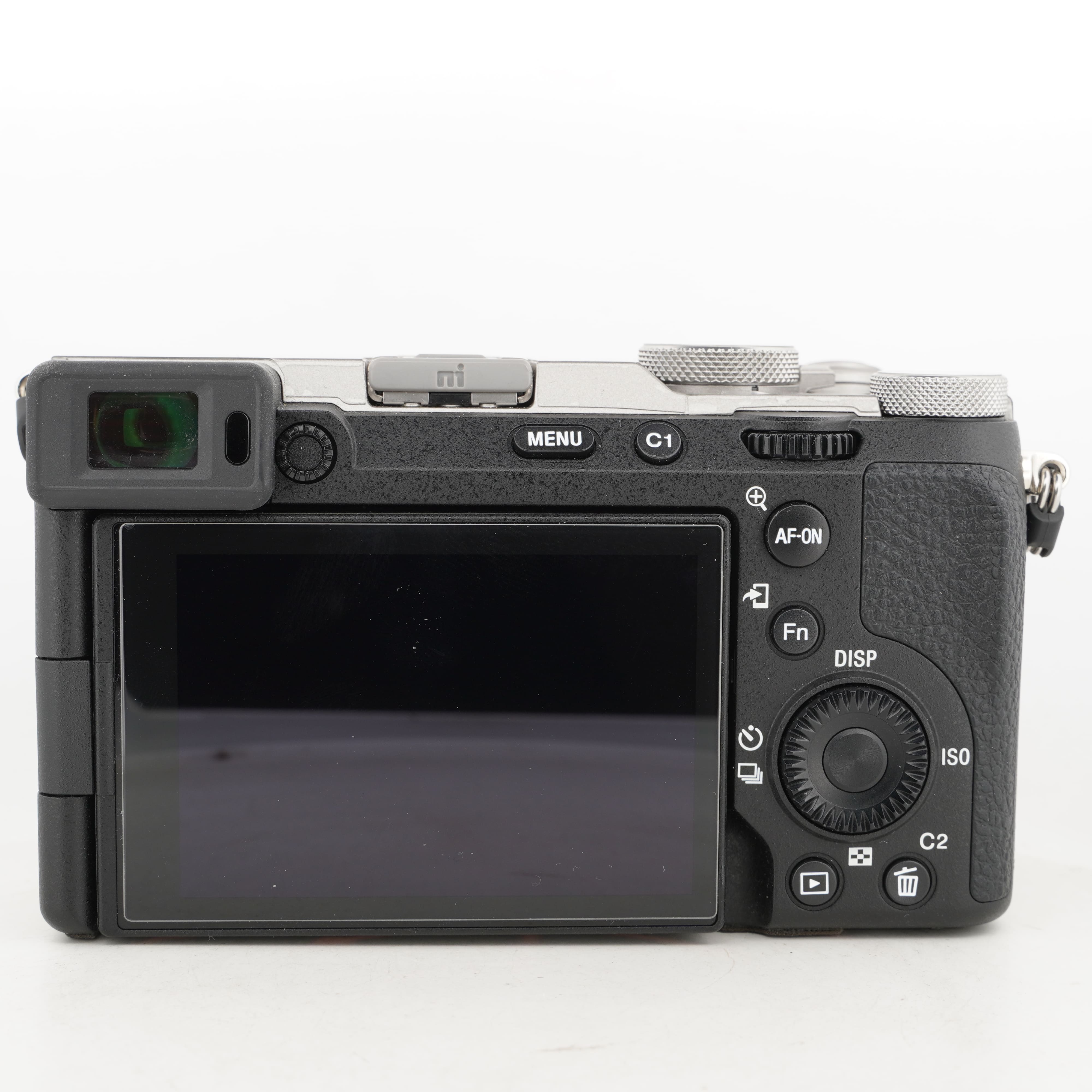 Máy ảnh Sony Alpha A7C Mark II Bạc Body Only | Chính hãng - mặt sau và phụ kiện đi kèm
