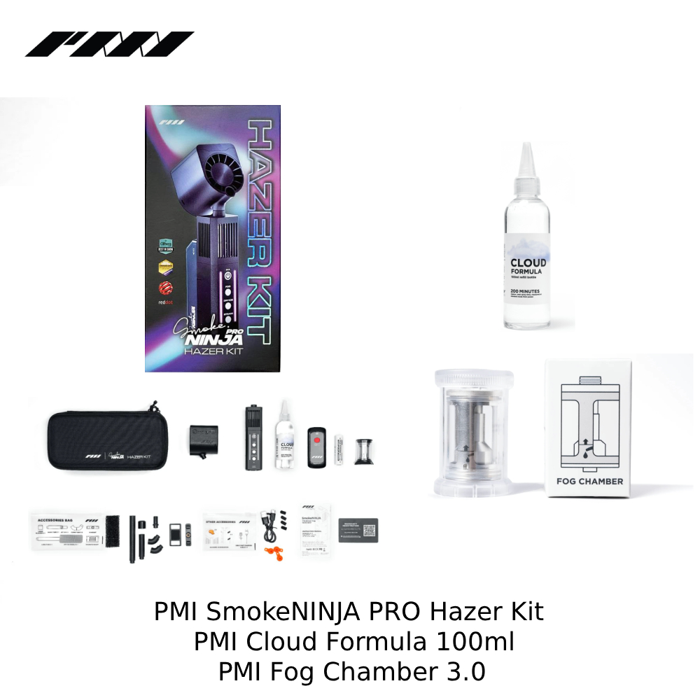Máy tạo khói PMI SmokeNINJA Pro Hazer Kit + Fog Chamber 3.0 + Cloud Formula 100ml | Chính Hãng